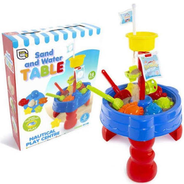 Eddy Toys smėlio ir vandens stalas su bokštu – 22 dalių