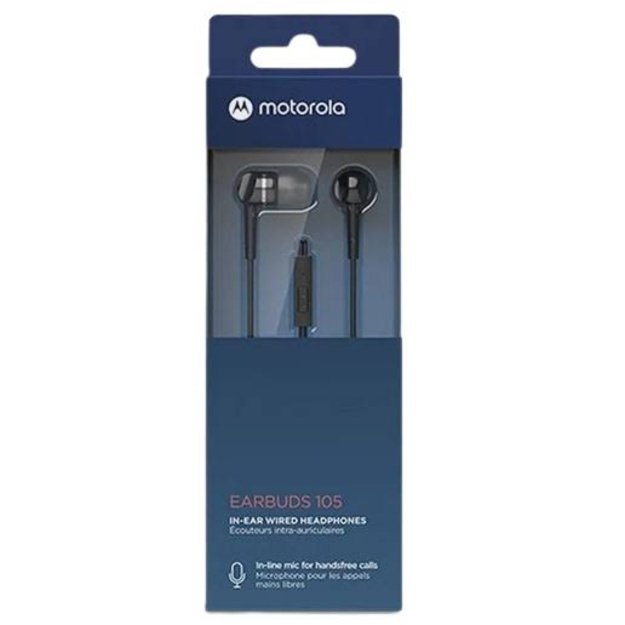 Motorola Moto Earbuds 105 laidinės ausinės su mikrofonu, juodos
