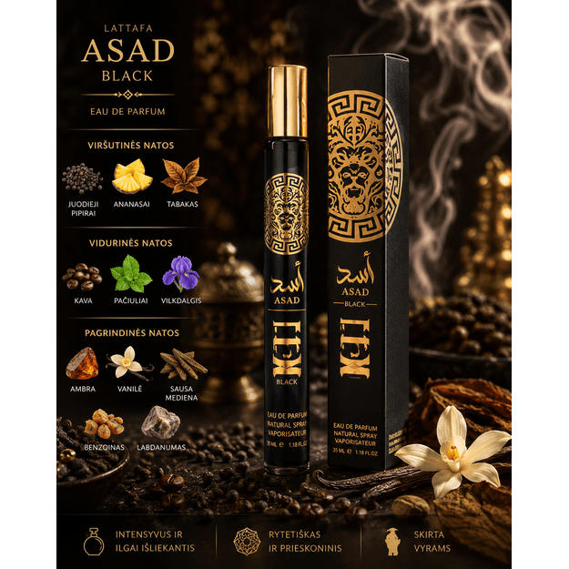 Lattafa Asad Black Eau de Parfum vyrams, 35 ml