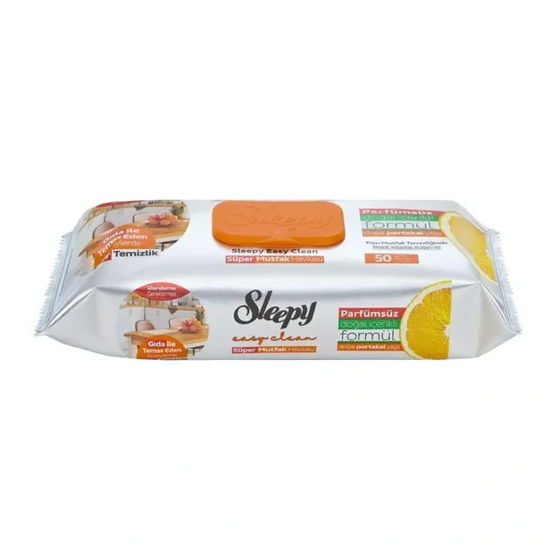 Sleepy Easy Clean valymo servetėlės su apelsinų aliejumi, 50 vnt.
