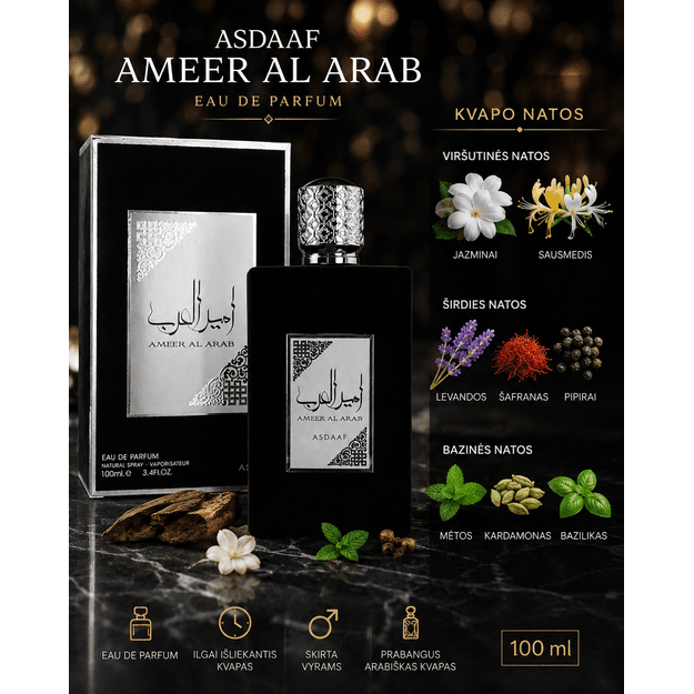 Asdaaf Ameer Al Arab Eau de Parfum vyrams, 100 ml
