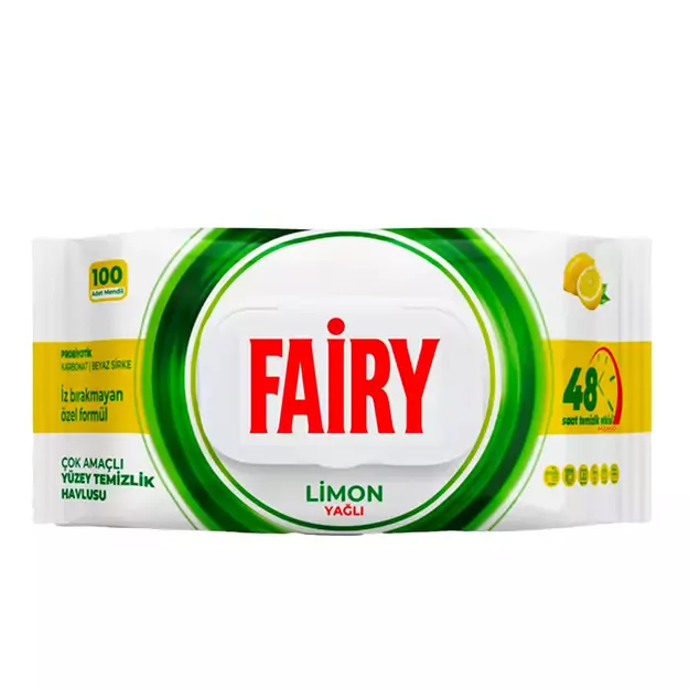 FAIRY Limon Yağlı universalios drėgnos valymo servetėlės riebalams, 100 vnt