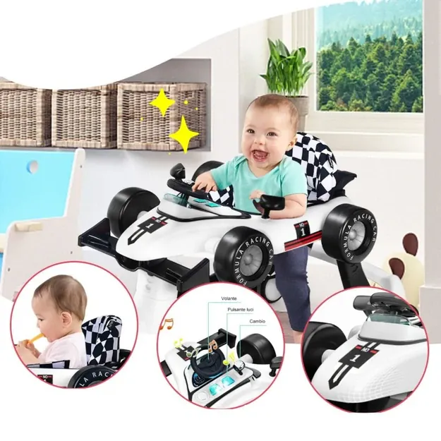 Vaikiška vaikštynė–mašinėlė 4in1 su garsais ir švieselėmis