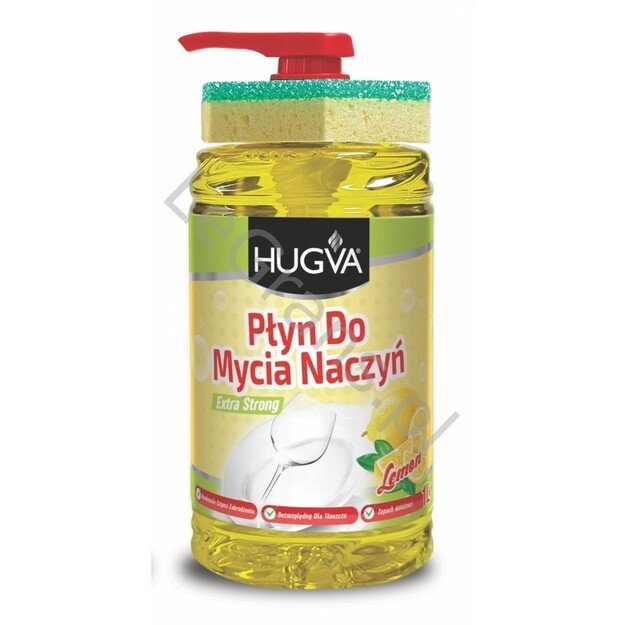 HUGVA indų ploviklis „Lemon“ 1 L (su kempinėle)
