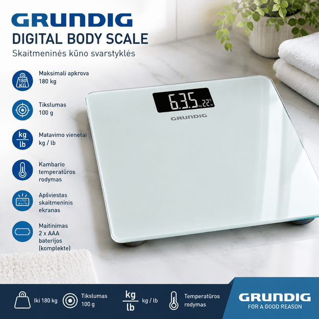 GRUNDIG Digital Body Scale – skaitmeninės kūno svarstyklės