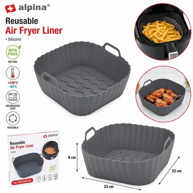 ALPINA Reusable Air Fryer Liner – silikoninis įdėklas karšto oro gruzdintuvei