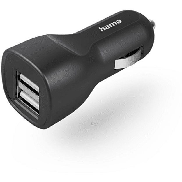 HAMA automobilinis įkroviklis 2 × USB-A, 12 W, juodas