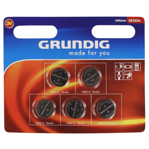 GRUNDIG CR2016 ličio saginės baterijos, 5 vnt.