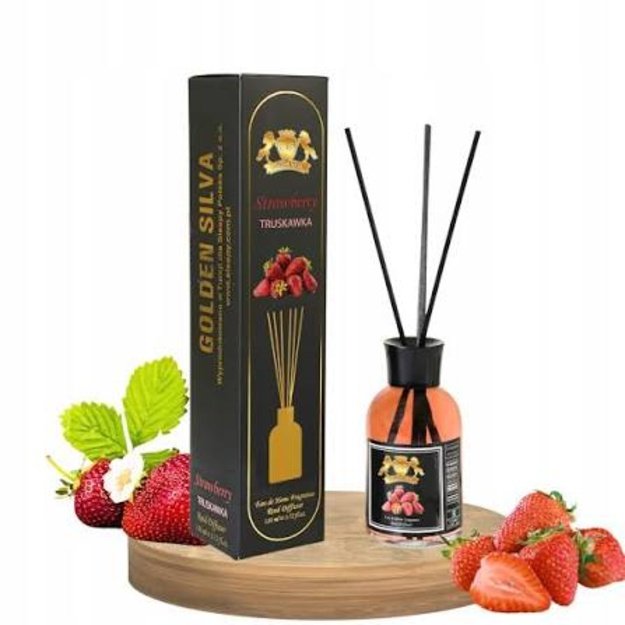 Golden Silva Strawberry kvapų difuzorius su lazdelėmis, 110 ml